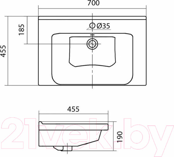 Изображение товара Тумба с умывальником Volna Twing 70.2Y Миранда 70 (напольная)