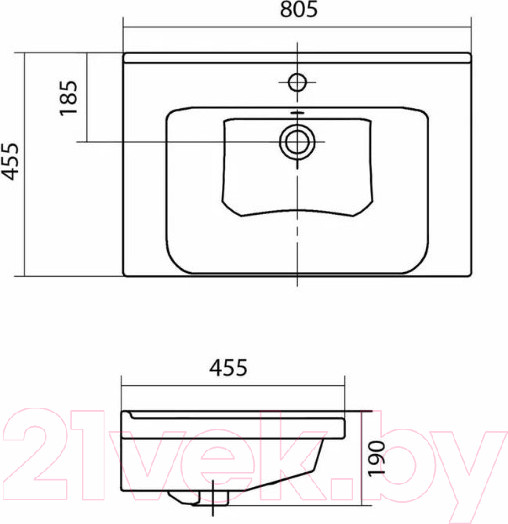 Изображение товара Тумба с умывальником Volna Twing 80.2Y Миранда 80 (напольная)