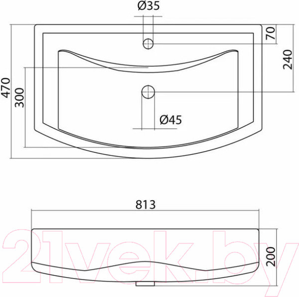 Изображение товара Тумба с умывальником Volna Adel 2D.2Y Балтика 80 (напольная)