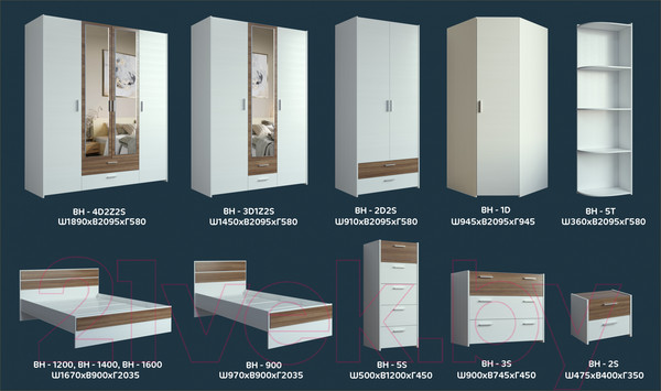 Изображение товара Полуторная кровать Евва Венеция ВН-1200 (бодега белый/ясень орландо)