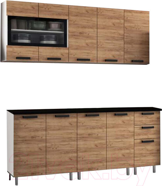 Изображение товара Кухонный гарнитур BTS Крафт 2.0 столешница 2000 (белый/крафт)