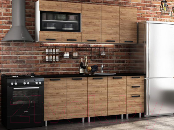 Изображение товара Кухонный гарнитур BTS Крафт 2.0 столешница 2000 (белый/крафт)