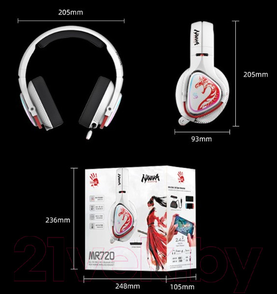 Изображение товара Наушники-гарнитура A4Tech Bloody MR720 (белый/красный)