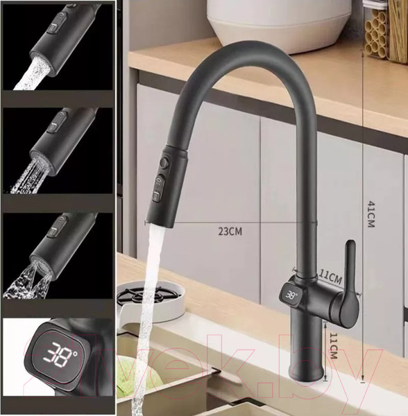 Изображение товара Смеситель Esko K15B LED (черный)