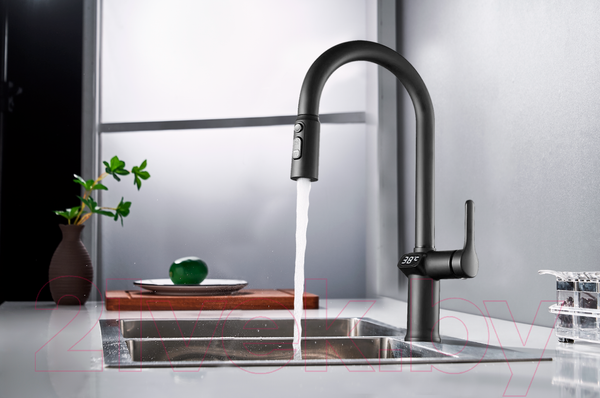 Изображение товара Смеситель Esko K15B LED (черный)