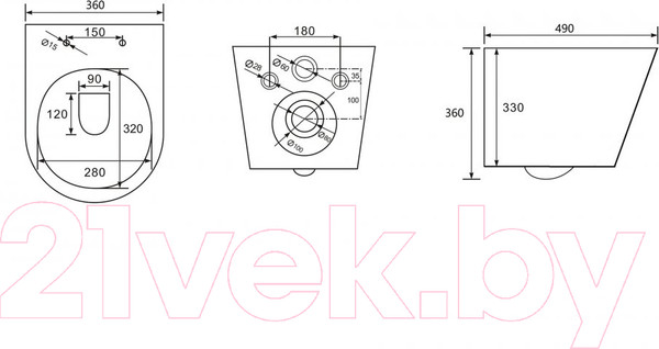 Изображение товара Унитаз подвесной Abber Bequem AC1102MB (черный матовый)