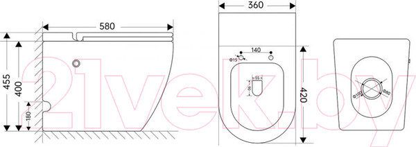 Изображение товара Унитаз приставной Abber Bequem AC1115P (с импульсным смывом)