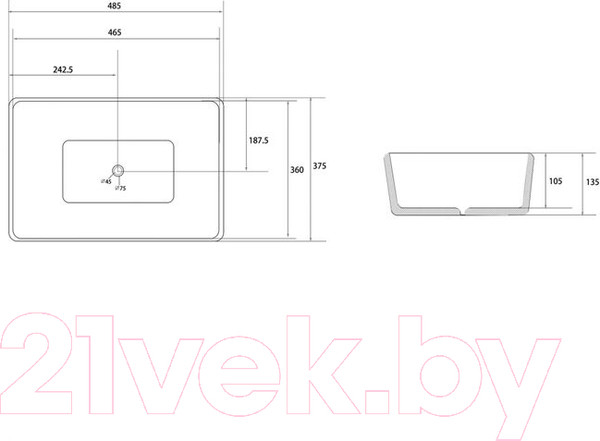 Изображение товара Умывальник Abber Rechteck AC2212BG (золото матовое/черный)