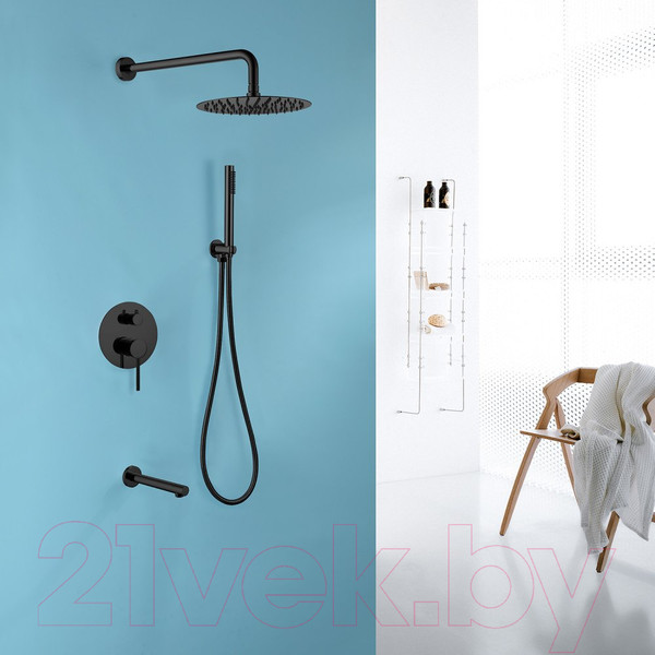 Изображение товара Душевая система со смесителем Abber Emotion AF8817B (черный матовый)