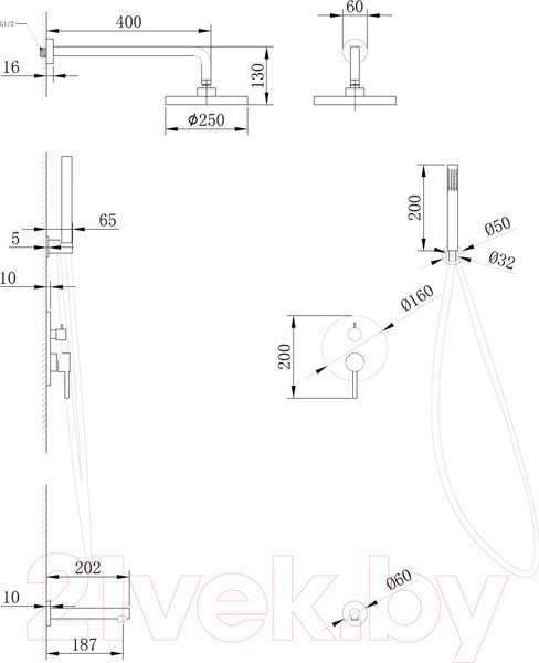 Изображение товара Душевая система со смесителем Abber Emotion AF8817B (черный матовый)