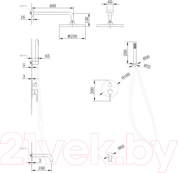Изображение товара Душевая система со смесителем Abber Wasser Kreis AF8117 (хром)