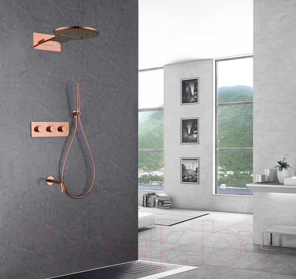 Изображение товара Душевая система со смесителем Abber Wasser Kreis AF8150RG (розовое золото)