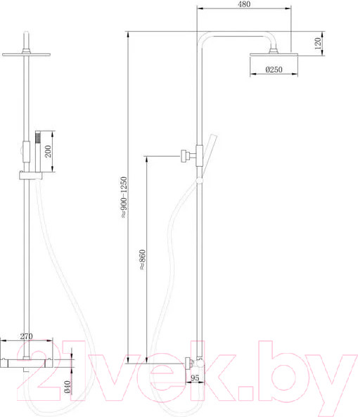 Изображение товара Душевая система со смесителем Abber Wasser Kreis AF8160B (черный матовый)
