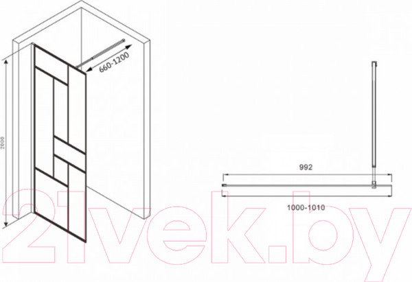 Изображение товара Душевая стенка Abber Immer Offen AG63100B8