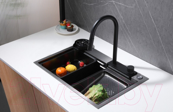 Изображение товара Мойка кухонная Abber Wasser Kreis AF2194B (черный матовый)