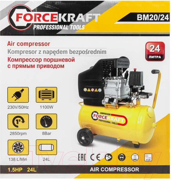 Изображение товара Воздушный компрессор ForceKraft FK-BM20/24 (54661)