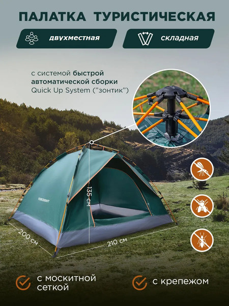 Изображение товара Палатка ForceKraft FK-СAMP-2(56321)