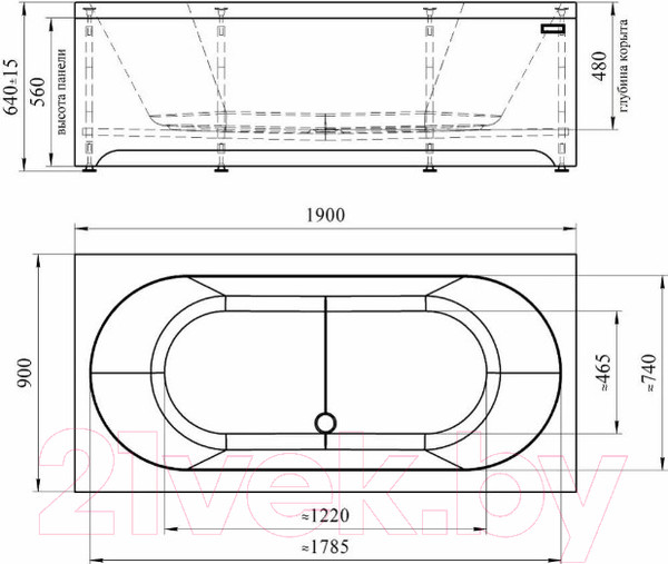 Изображение товара Экран для ванны Radomir Вальс 190x90 / 1-21-0-0-0-194 (фронтальный)