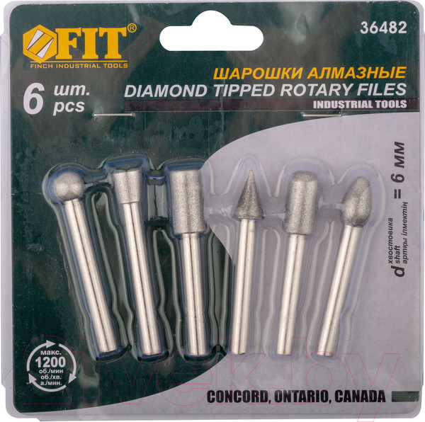 Изображение товара Набор борфрез FIT Усиленная сталь с алмазным напылением / 36482