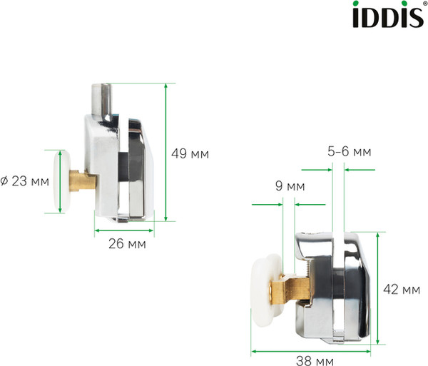 Изображение товара Ролики для душевой кабины IDDIS 966M23C6DZ