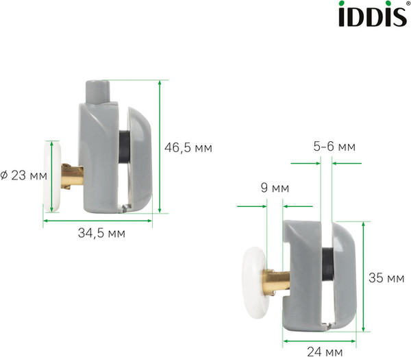 Изображение товара Ролики для душевой кабины IDDIS 966M23GR6DZ