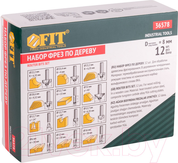 Изображение товара Набор фрез FIT Кромочные / 36578 (12шт)