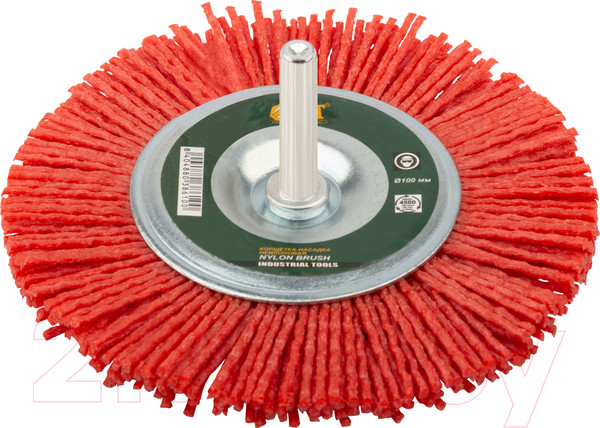 Изображение товара Щетка для электроинструмента FIT Нейлоновая Со штифтом 100мм / 38610