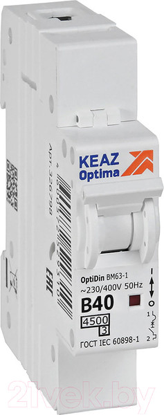 Изображение товара Выключатель автоматический КЭАЗ OptiDin BM63-1B40-4.5-УХЛ3 / 329505