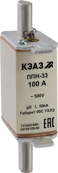 Изображение товара Предохранитель плавкий низковольтный КЭАЗ ППН-33-X3-00С-63А-УХЛ3 / 111369