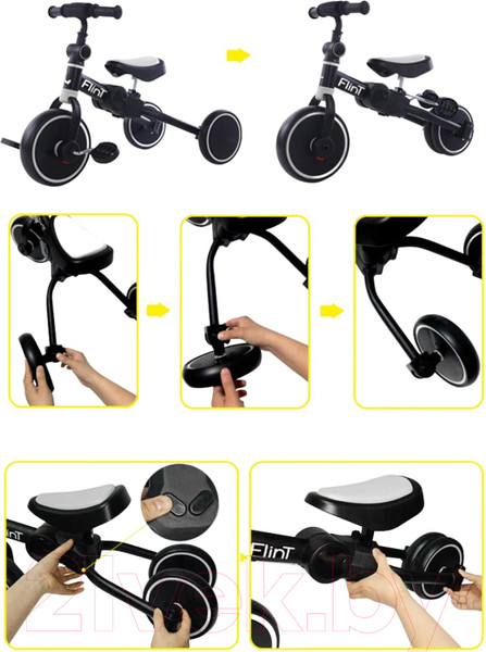 Изображение товара Беговел Bubago Flint / BG-FP-109-8 (черный/белый)