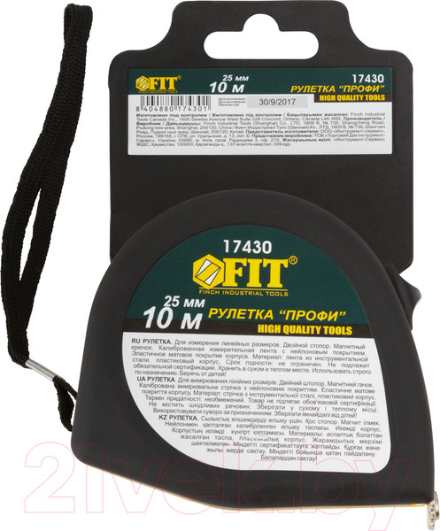 Изображение товара Рулетка FIT Профи / 17430 (черный/желтый)