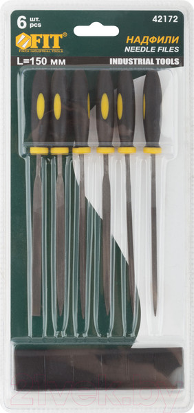 Изображение товара Набор надфилей FIT Прорезиненная ручка / 42172 (6шт)