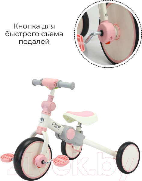 Изображение товара Беговел Bubago Flint / BG-FP-4 (белый/розовый)