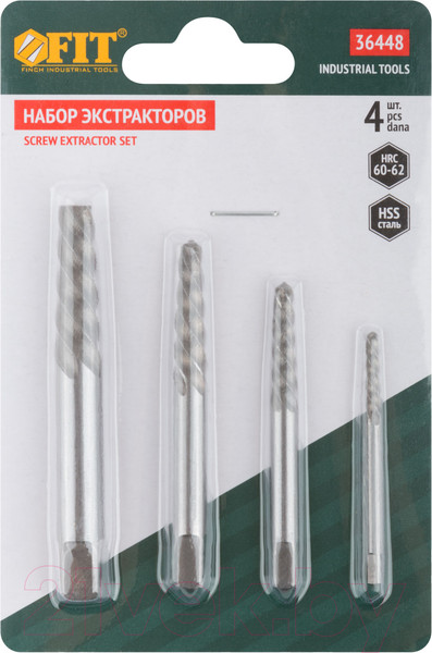 Изображение товара Набор экстракторов FIT Профи быстрорежущая HSS / 36448 (4шт)