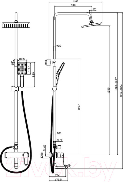 Изображение товара Душевая система со смесителем Rossinka Silvermix RS46-46