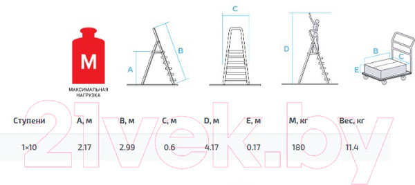 Изображение товара Лестница-стремянка Новая Высота NV 3118 / 3118110