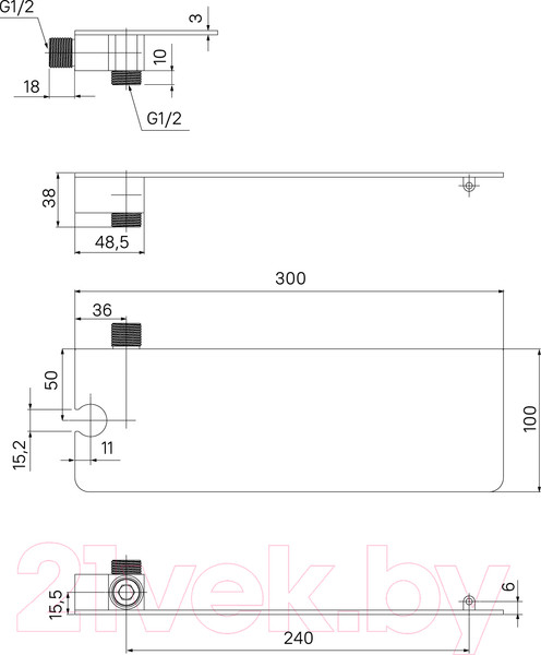 Изображение товара Подключение для душевого шланга IDDIS Slide SLIAC00i62