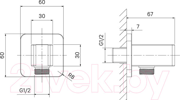 Изображение товара Подключение для душевого шланга IDDIS Slide SLI60CBi62