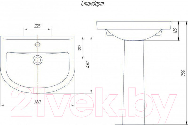 Изображение товара Умывальник Rosa Стандарт 56