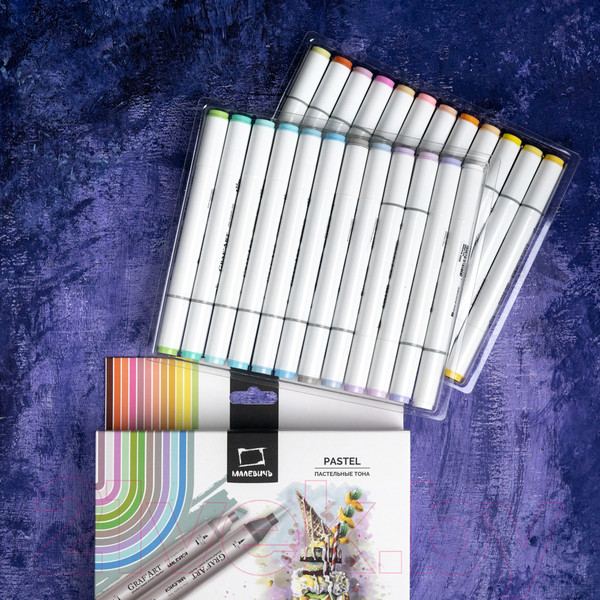 Изображение товара Набор маркеров Малевичъ GrafArt Brush / 190907 (24цв, пастельный)