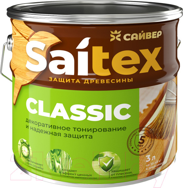 Изображение товара Защитно-декоративный состав Saitex Classic Махагон (3л)