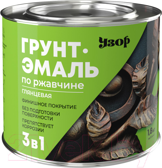 Изображение товара Грунт-эмаль Сайвер Узор по ржавчине 3в1 (1.8кг, глянцевый красный)