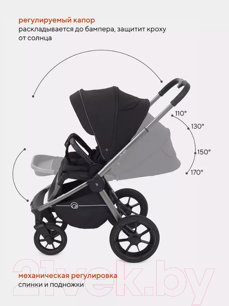 Изображение товара Детская универсальная коляска Rant Flex Pro 3 в 1 2023 / RA075 (Black)