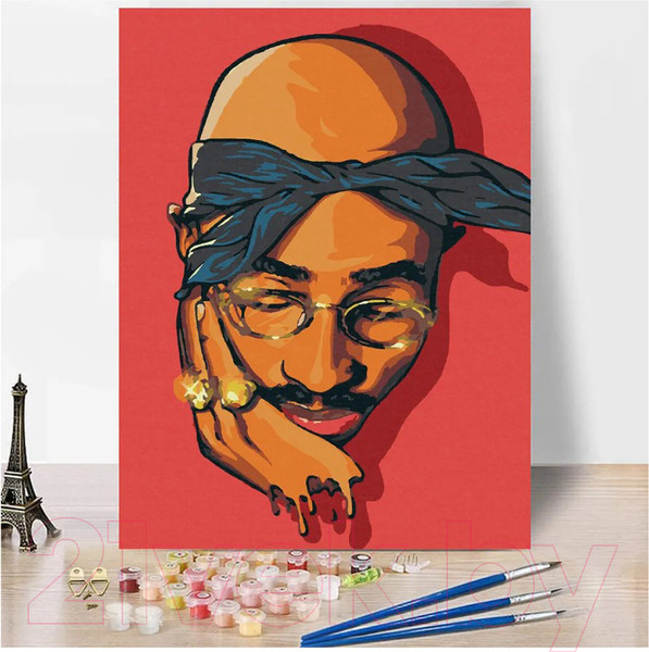 Изображение товара Картина по номерам Red Panda Тупак p54137 (30х40)