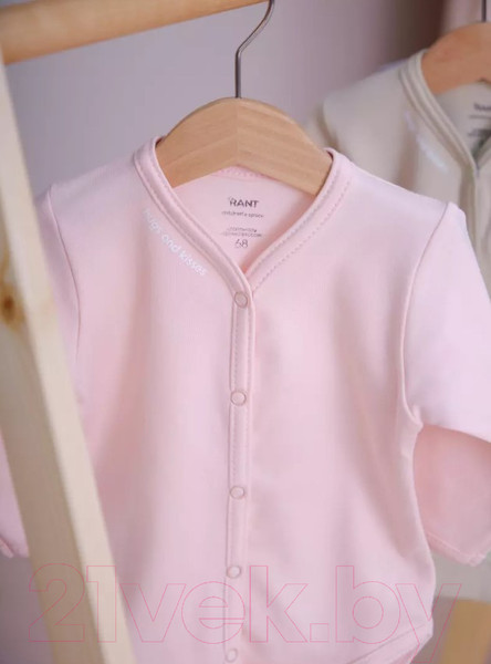 Изображение товара Боди для малышей Rant Hugs And Kisses с длинным рукавом / 6472/3-68 (Soft Pink, р.68)