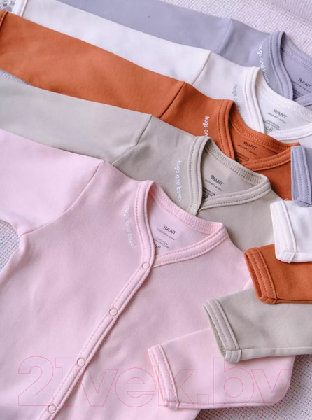 Изображение товара Боди для малышей Rant Hugs And Kisses с длинным рукавом / 6472/3-68 (Soft Pink, р.68)