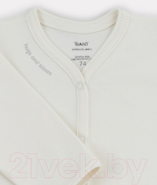 Изображение товара Боди для малышей Rant Hugs And Kisses с длинным рукавом / 6472/4-68 (Vanilla Beige, р.68)