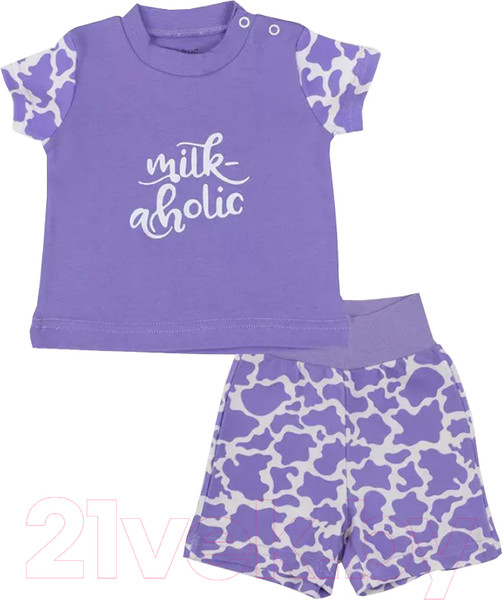 Изображение товара Комплект одежды для малышей Rant Milk-Aholic с шортами / 2-81/1 (фиолетовый, р.74)