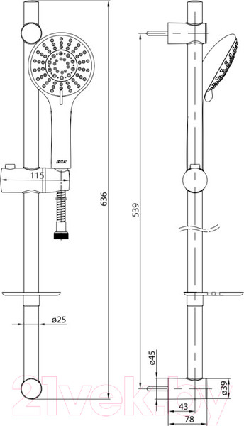 Изображение товара Душевой гарнитур E.C.A Logika 102146027EX
