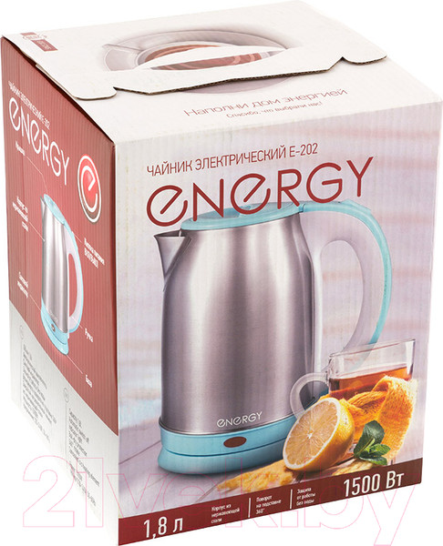 Изображение товара Электрочайник Energy E-202 / 007367 (белый/голубой)